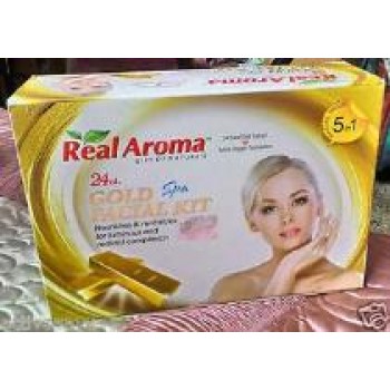 Real Aroma 24 ct. Gold Spa Facial Kit with Active Oxygen, 5 in 1 Facial Kit, GOLD FACIAL KIT, With Oxygen Kit Free